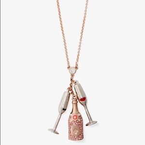 Kate Spade Make Magic Rose Gold Necklace Champagne Bottle Stemware Pendant